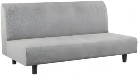 Flamingo P Stretch Armless Futon Covers - Full Queen Futon Couch Covers Slipcover - Soft Thick Jacquard Washable, Dove