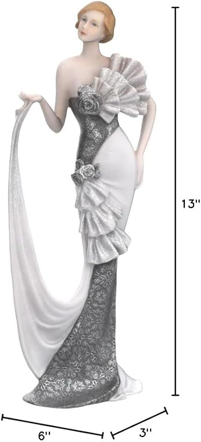 Comfy Hour Glamour Elegance Victorian Style Lady Collection Elegant Slim Lady Lifting Up Skirt Collectible Figurine, 13-inch Height, Gray & White, Polyresin