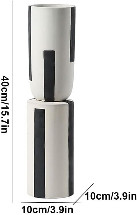 Minimalist Ceramic Vases Hand Painted Black and White Lines Creative Floral Vessels for Centerpieces, Kitchen, Office, Living Room, Wedding, Gifts, Perfect Home Decor Crafts