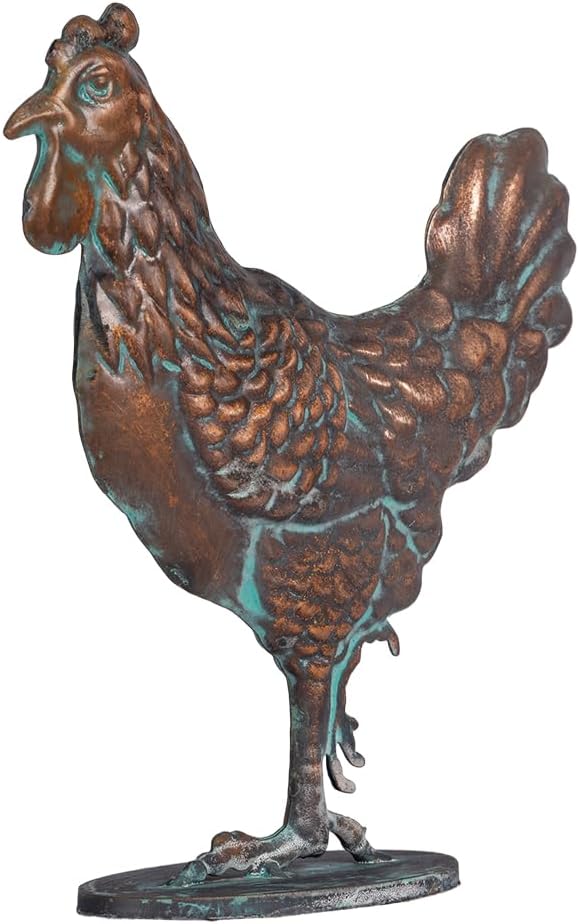 Metal Rooster Statue Table Art Sculpture Antique Copper Vintage Chicken Table Decor Rustic Country Rooster Figurine Tabletop Decoration Gifts for Home Kitchen Office Hotel Countertop Ornament