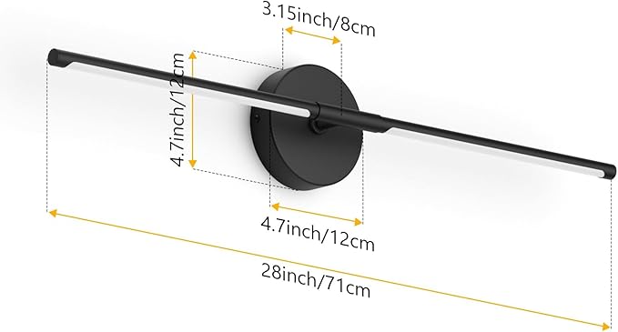 28In Black Wall Sconce Set of Two Hardwired 3000K LED Modern Wall Light Fixture 360ยฐ Rotatable for Living Room Hallway Bedroom(2 Pack)