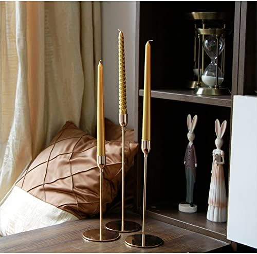 French Gold Taper Candle Holders,Set of 6 Tall Taper Candlestick fit for 3/4" Thick Pillar Candle&Led Modern Metal Candle Stands Decorative Table Centerpieces for Dinning Party Church,Decorative