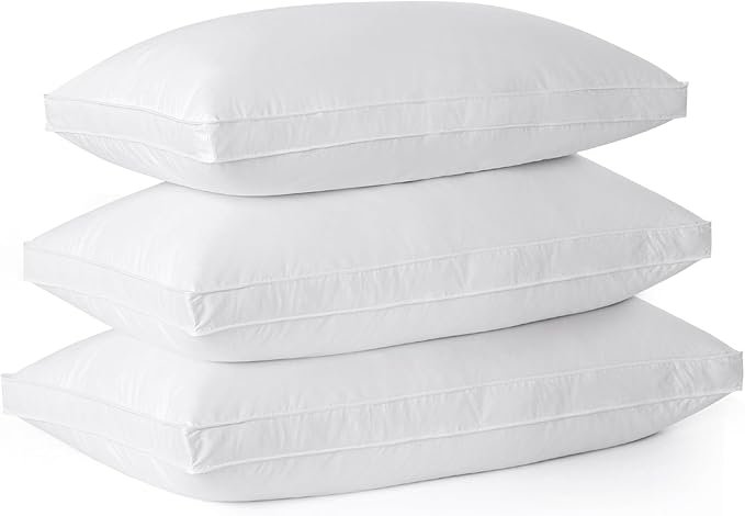 Bafode Goose Feathers Down Pillows, Pillows King Size Set of 2, 100% Cotton Cover,Gusseted Hotel Collection Bed Pillow for Back, Stomach or Side Sleepers