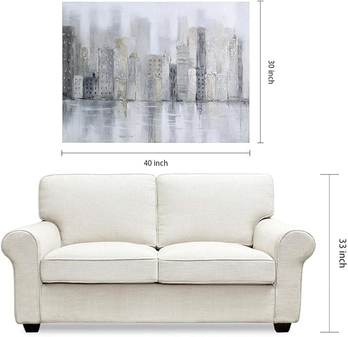 Empire Art Direct Abstract Wall Art Textured Hand Painted Canvas by Martin Edwards, Unframed, 40" x 30", Foggy City