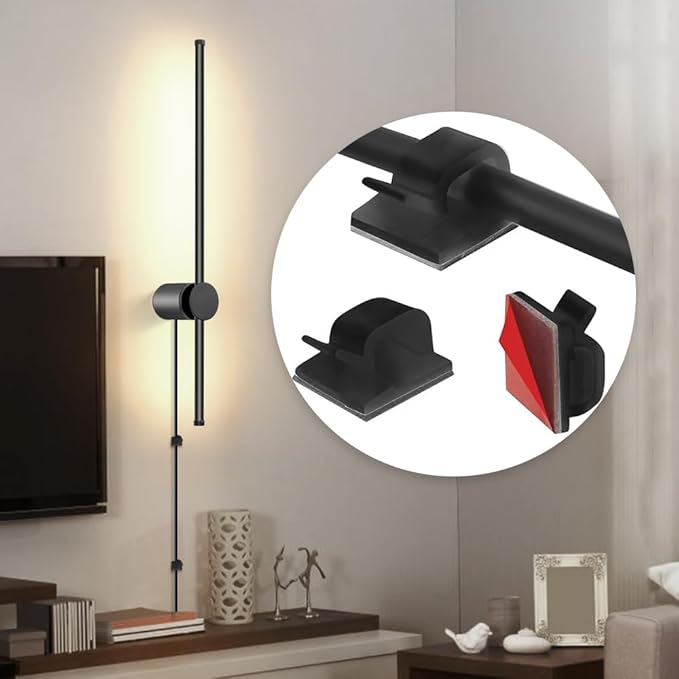Wall Sconces Set of Two with Remote, Stepless Colors 3000K-6500K & Stepless Dimming, Hardwire or Plug-in, 180ยฐ Rotate, LED Black Plug in Wall Sconces with Timer & Night Light, 23.6 Inches