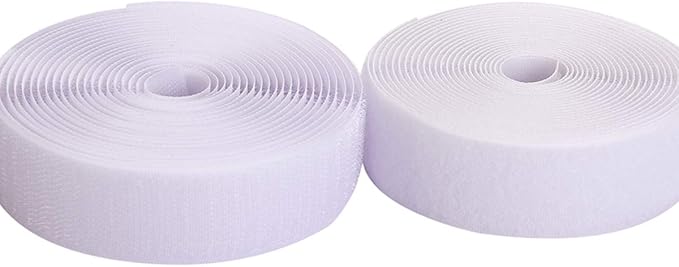 Sew on Hook and Loop Style 3/4 Inch Non-Adhesive Back Nylon Strips Fabric Fastener Non-Adhesive Interlocking Tape White,12.6 Yard