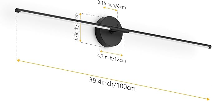 Modern Wall Sconces Set of Two 3000K 40In Hardwired Black Bathroom Sconce Vanity Light Bar 360ยฐ Rotate Warm Light for Bedroom Bathroom