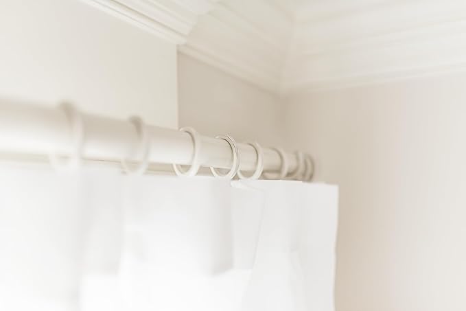 BlastHome® Luxury Curtain Rings - Premium Metal with Quiet, Smooth Nylon Inserts - Pinhooks and Clips Included - 1 1/2" Inside Diameter - 9 Rings for One Standard Curtain - Brushed White