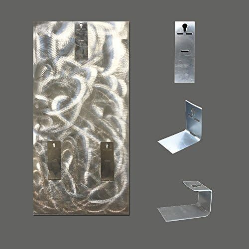 Yihui Arts Abstract Metal Wall Art - Hand Crafted 5 Pieces Panels Large Big Blue Teal Silver Unique 3D Aluminum Modern Contemporary Home Accent