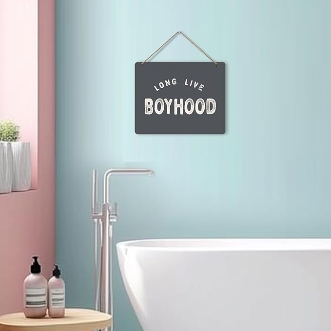 Udinaz Long Live Boyhood Boys Room Hanging Sign, Playroom Wall Decor, Kids Room Hanging Wood Plaque Decor for Boys Toddler Nursery Bedroom Playroom Wall Door Decorations