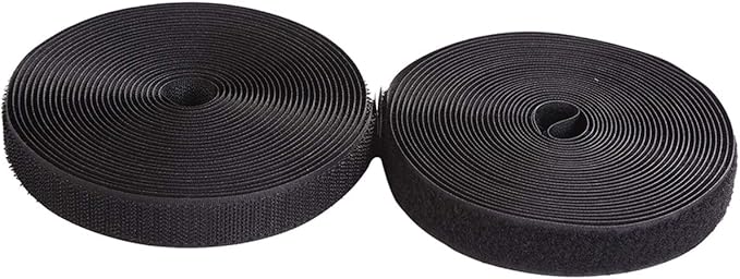 Sew on Hook and Loop Style 3/4 Inch Non-Adhesive Back Nylon Strips Fabric Fastener Non-Adhesive Interlocking Tape Black,12.6 Yard