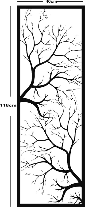 DEKADRON Metal Wall Art, Tree Wall Art, Geometric Art (16" W x 47" H / 40x118 cm)