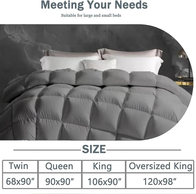 Luxury Down Fiber Comforter King Size Duvet Insert Fluffy & Comfortable Gray - King Size (106" x 90")
