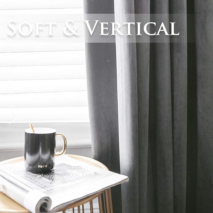 StangH Luxury Grey Thermal Insulation Blackout Curtains 132 inches, Heavy Duty Window Drapes Noise Reducing Curtain Panels for Living Room & Bedroom, W52 x L132, 2 Panels