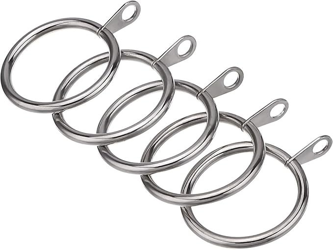 Shappy 40 Pack Metal Drapery Curtain Rod Rings with Eyelets Internal Diameter 1.18in Fits up to 0.79 in Rod Hanging Drape Sliding Eyelet Silver Rings for Window Door Shower Bathroom