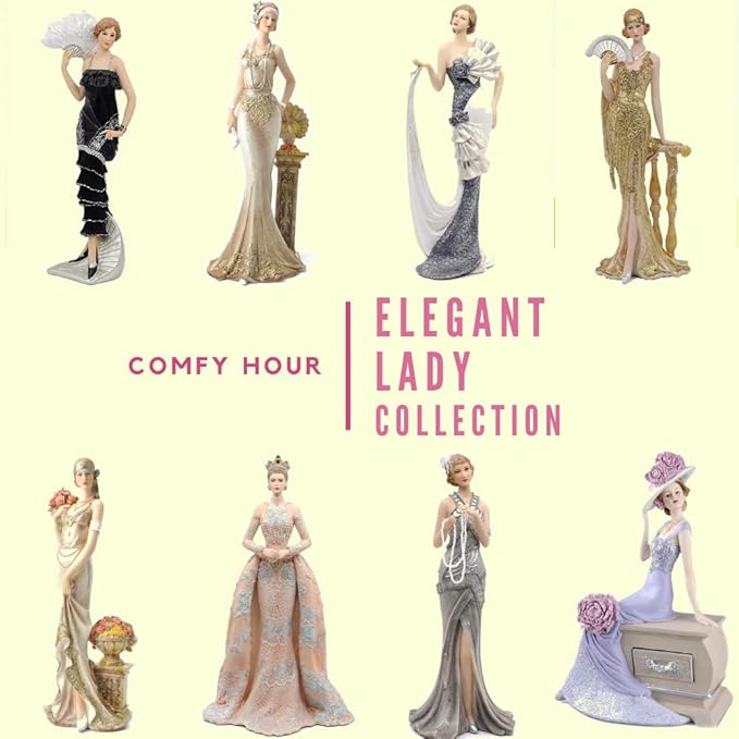 Comfy Hour Glamour Elegance Victorian Style Lady Collection Lady Sitting On Ground Resin Art Figurine,6-inch Height