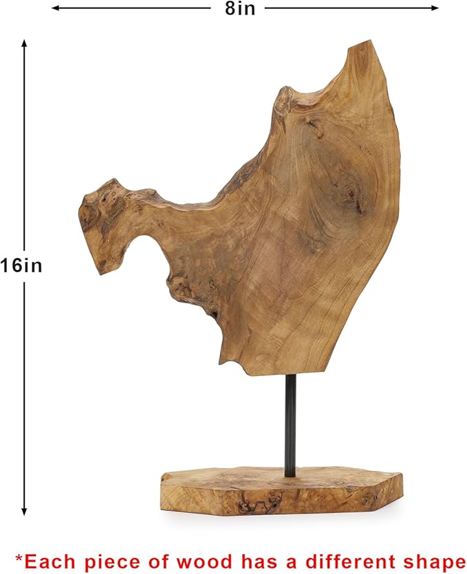 NAHARO Handcarved Root Wood Abstract Sculpture โ Unique Rustic Tabletop Decor for Living Room,Entryway or Office, Eco-Friendly Wooden Art Gift