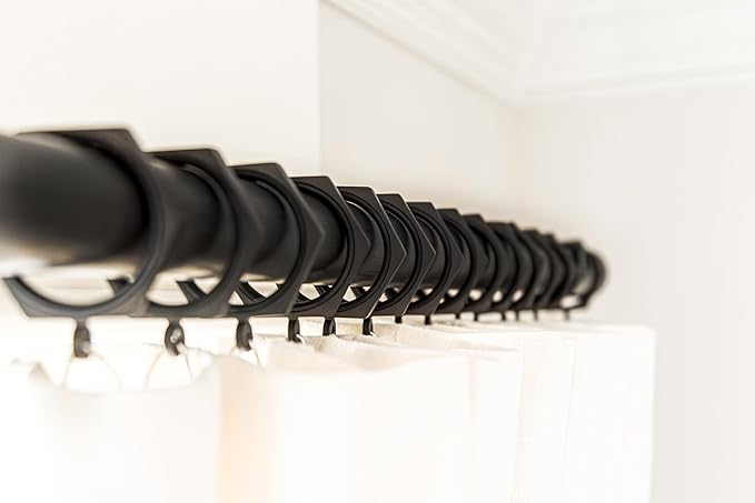 BlastHome® Luxury Curtain Rings - Premium Metal with Quiet, Smooth Nylon Inserts - Pinhooks and Clips Included - 1 1/2" Inside Diameter - 9 Rings for One Standard Curtain - Brushed Dark Brown