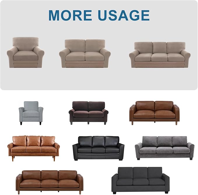 H.VERSAILTEX Multi-Pieces Sofa Covers Stretch Couch Covers Form Fitted Seats and Back Cushions Covers (3 Seat Covers Plus 3 Back Cusion Covers, Bonus 2 Armrest Covers), Sand