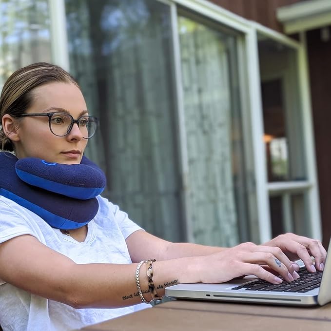 BCOZZY Chin Supporting Travel Pillow- Unique Patented Design Offers 3 Ergonomic Ways to Support The Head, Neck, and Chin When Traveling and at Home. Fully Washable. Large, Gray