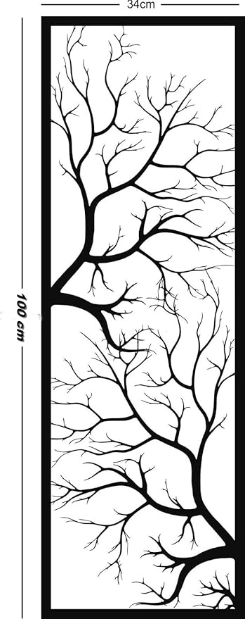DEKADRON Metal Wall Art - Tree Sign, Geometric Art (14" W x 40" H / 34x100 cm)