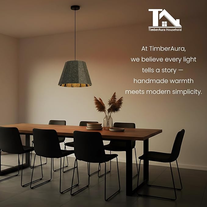 Pendant Light with Felt Lampshade, Modern Hanging Lamp Fixture, DIY Acoustic Pendant Light Chandeliers for Kitchen Island, Living Room, Dining Room, Bedroom, Office (D15.7"x11")