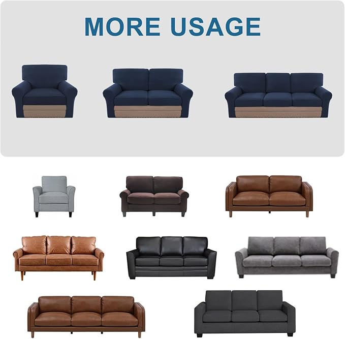 H.VERSAILTEX Multi-Pieces Sofa Covers Stretch Couch Covers Form Fitted Seats and Back Cushions Covers (2 Seat Covers Plus 2 Back Cusion Covers, Bonus 2 Armrest Covers), Navy