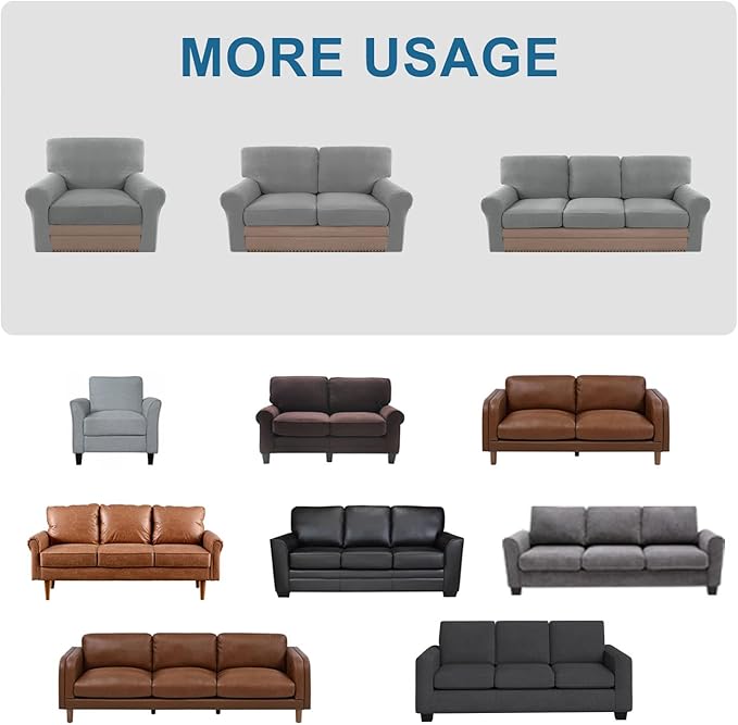H.VERSAILTEX Multi-Pieces Chair Covers Stretch Couch Covers Form Fitted Seat and Back Cushions Covers (1 Seat Cover Plus 1 Back Cusion Cover, Bonus 2 Armrest Covers), Dove