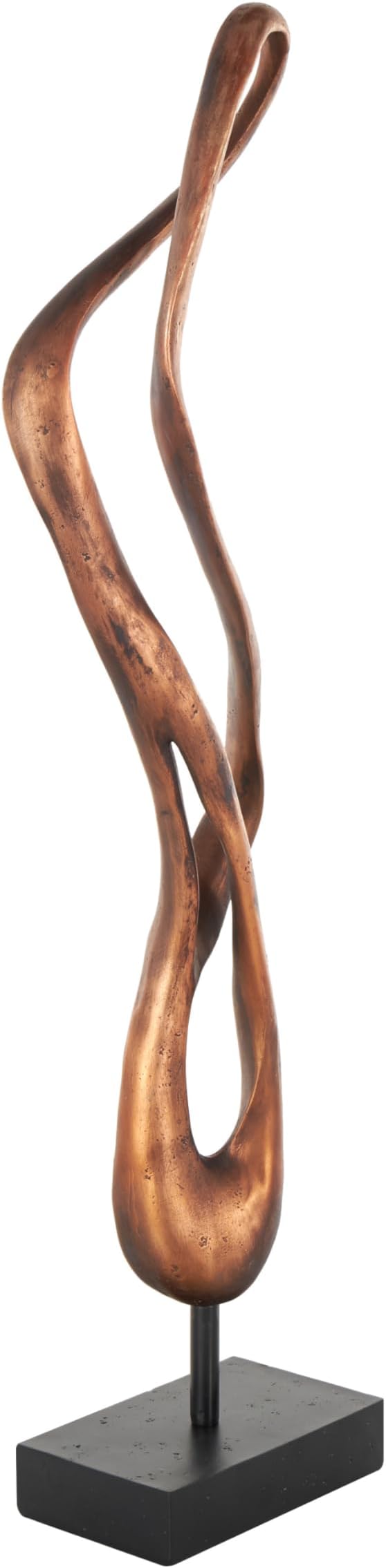 Deco 79 Polystone Abstract Decorative Sculpture Abstract Home Decor Statue with Rectangle Black Base, Accent Figurine 6" x 4" x 28", Bronze