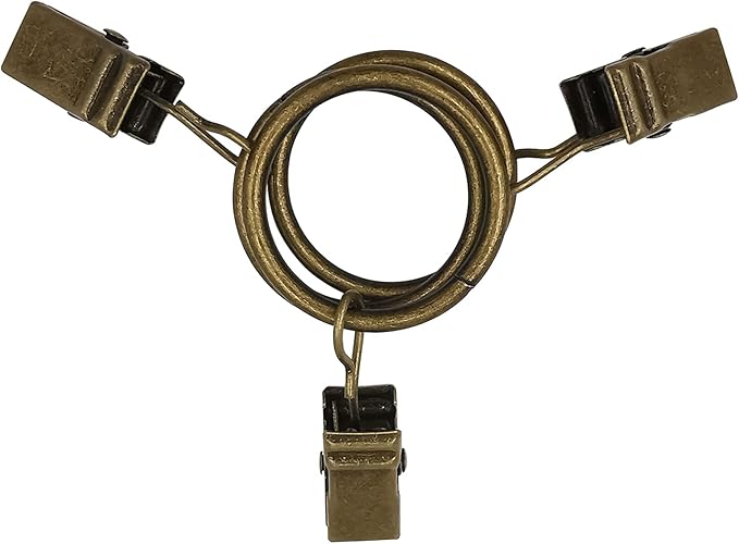 44 Pack Metal Curtain Rings with Clips, Drapery Clips with Rings, Drapes Rings 1 inch Inner Diameter, Fits Diameter 5/8 inch Curtain Rods, Vintage Bronze