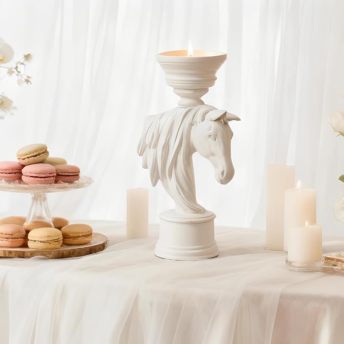 12'' Horse Candle Holder – Rustic Equestrian Stallion Figurine Stand, Farmhouse Western Decor for Table, Mantel, Entryway – Unique Gift for Horse Lovers