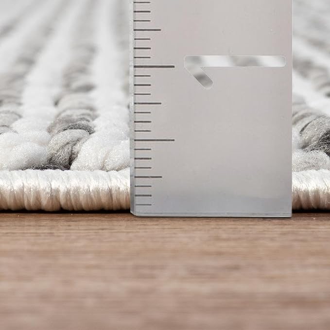 LUXE WEAVERS Solid Machine Woven White Dark Gray 6x9 Area Rug, Indoor Stain-Resistant Carpet