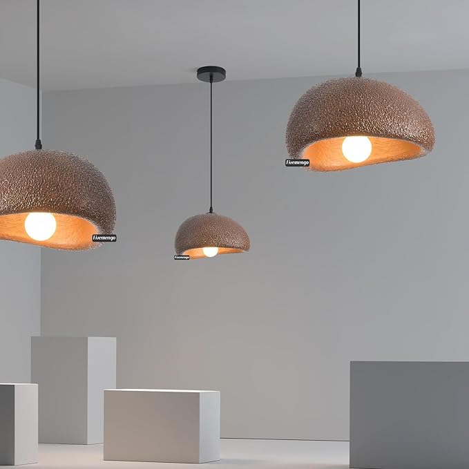 11.8in Wabi Sabi Pendant Lights Kitchen Island Lighting Fixture Ceiling Mount Brown Modern Japanese Lamp Japandi Chandelier for Dining Living Room Hallway Bedroom Restaurant Hanging Lamp