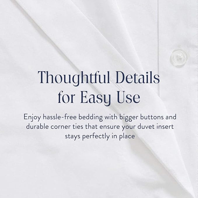 Brooklinen Luxury Sateen Duvet Cover - 100% Cotton, Twin/Twin XL Size in White with Extra-Long Corner Ties and Button Closure - Best Twin/Twin XL Duvet Covers