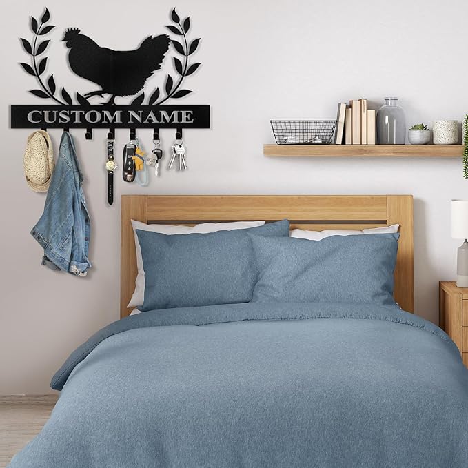 Custom Key Rack Wall Mount - Custom Chicken Metal Coat Hooks for Wall, Coat Rack Organizer, Key Hanger Wall Art Decor, Key Rack Storage for Farmhouse Storeroom Entryway, Housewarming Gifts