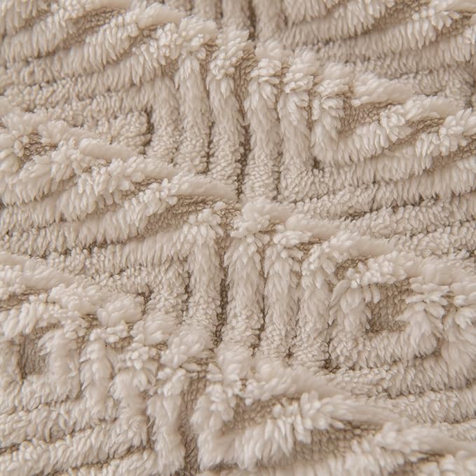 ROOMLIFE Striped Boho Khaki Couch Cover for 2-3 Cushion Sofa, Fuzzy Plush Warm Sofa Slipcovers Sectional Sofas Covers, Non Slip Washable Furniture Protector Soft with Tassel,Winter 71''X118”