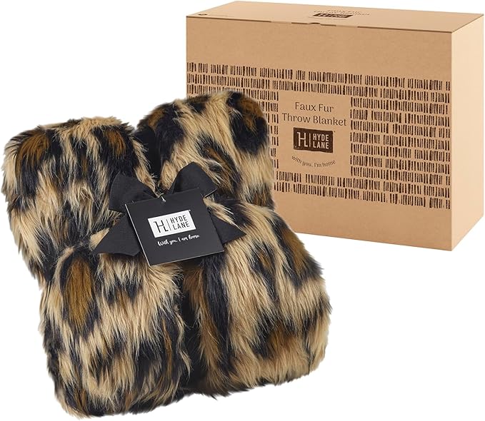 Hyde Lane Faux Fur Throw Blanket, Luxury Fluffy Leopard Blankets for Home Couch Sofa, Fuzzy Plush Animal Coat Color Throws for Decoration, Gift for Women, 50x60