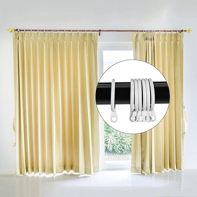 Shappy 40 Pack Metal Drapery Curtain Rod Rings with Eyelets Internal Diameter 0.98in Fits up to 0.7in Rod Hanging Drape Sliding Eyelet White Rings for Window Door Shower Bathroom