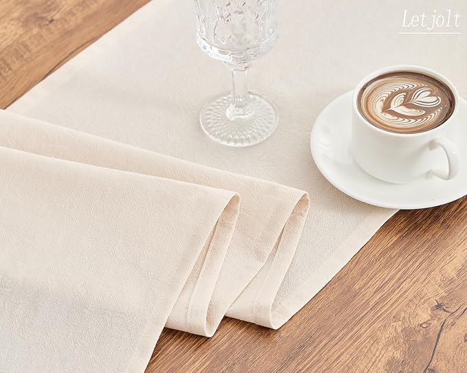 Letjolt Beige Table Runner 72 Inches Long Rustic Table Runner Cotton Runner Plain Table Decor