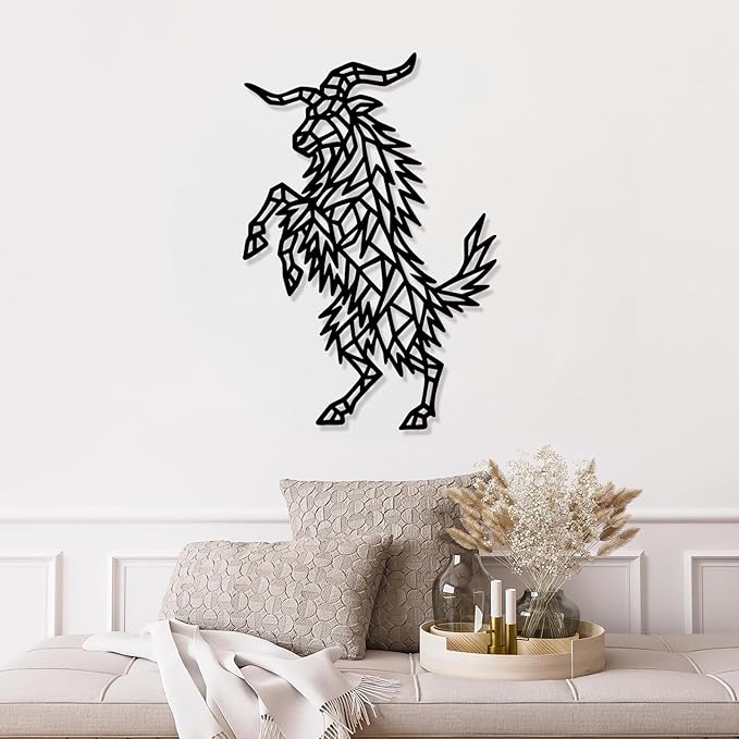 Geometric Animal Metal Wall Art – Modern Polygon Style Metal Wall Decor for Home, Living Room, or Office, Minimalist Wildlife Wall Sculpture, Black Steel Design (Style-7)