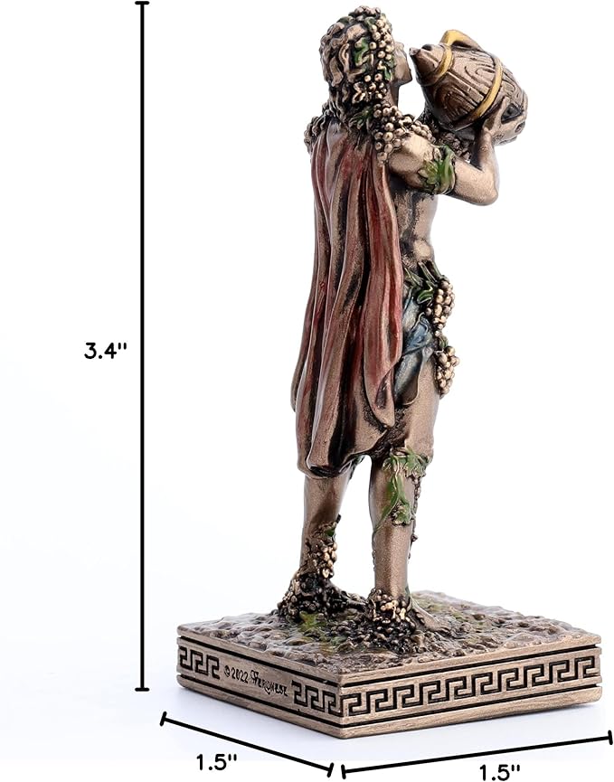Veronese Design 3 3/8 Dionysus Greek God of Wine Resin Miniature Figurine Hand Painted Bronze Finish
