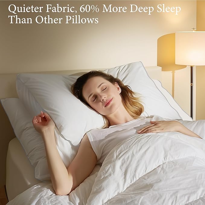 SANSWAN Luxury Goose Down Pillow King Set of 2, Cooling Breathable Hotel Quality Medium Firm for Hot & All Position Sleepers, Hypoallergenic