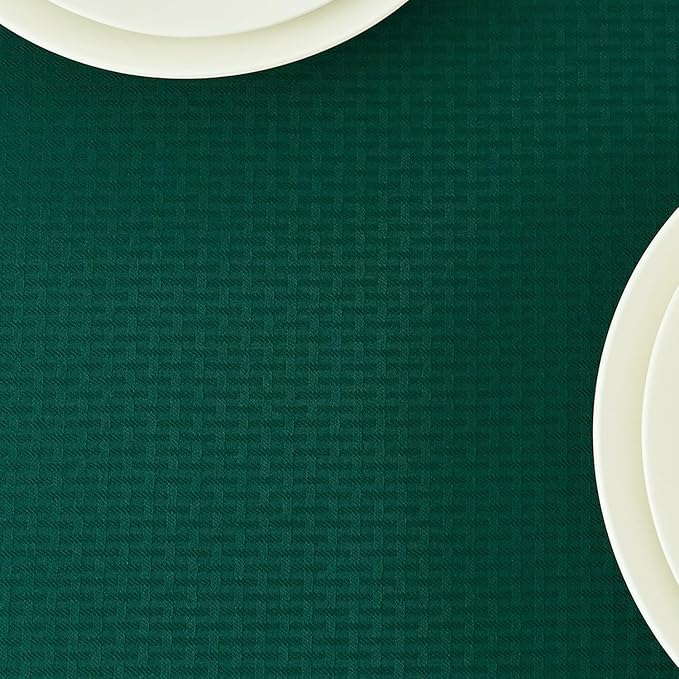 maxmill Weaved Texture Tablecloth Water Resistance Antiwrinkle Spillproof Soft Washable Christmas Table Cloth for Dining Room, Banquet Parties Holiday Dinner, Rectangle 70 x 108 Inch, Hunter Green