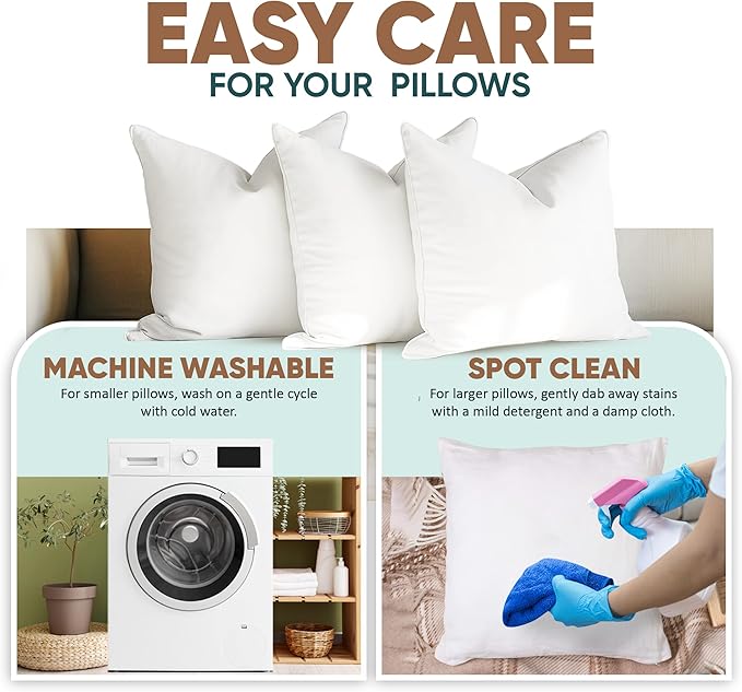 Pillowflex Synthetic Down Alternative Pillow Inserts for Shams - Comfy Pillows for Sleeping, Perfect Pillow & Best Sleeping Pillows, Handmade Down Alternative Throw Pillow Inserts - (30x30 Set of 2)