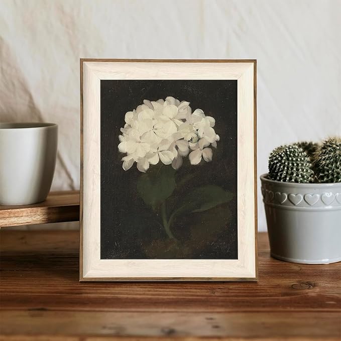 XOCUUI Unframed Wall Art for Living Room Decoration Canvas Room Decor White Hydrangea Oil Painting Canvas Prints Bedroom Bathroom Wall Art Kitchen Office Wall Decor 8x10in