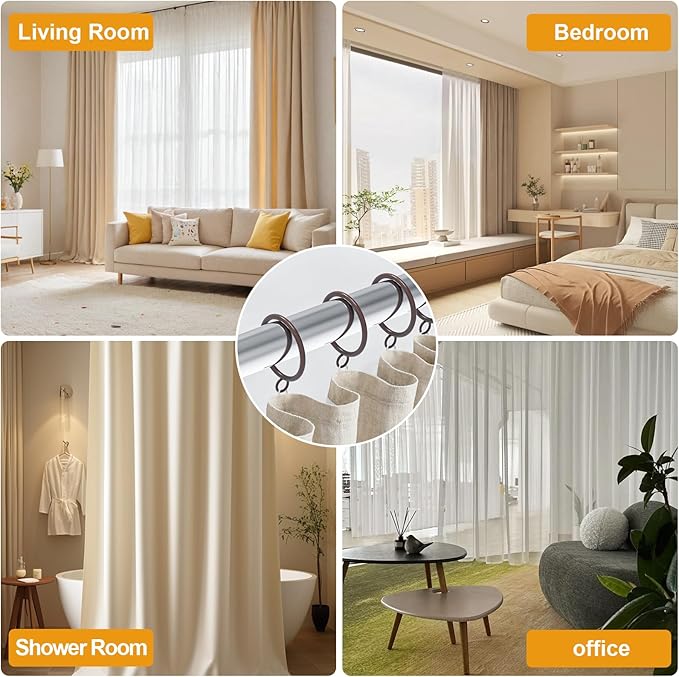 42 PCS Curtain Rings, 1.5 Inch Cocoa Tone Metal Curtain Drape Sliding Eyelet Rings-Hanging Rings for Curtains and Rods, Fits Up to 1 1/4-Inch Rod(Clips Not Included)