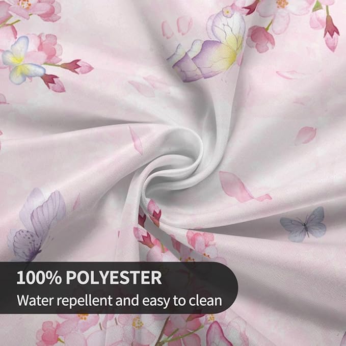 Cherry Blossom Tablecloth, Watercolor Pink Floral Butterfly Seasonal Farmhouse Water Resisitant Wipeable Table Cover for Dining Kitchen Living Room Home Party Holiday Decor 36 inch Round