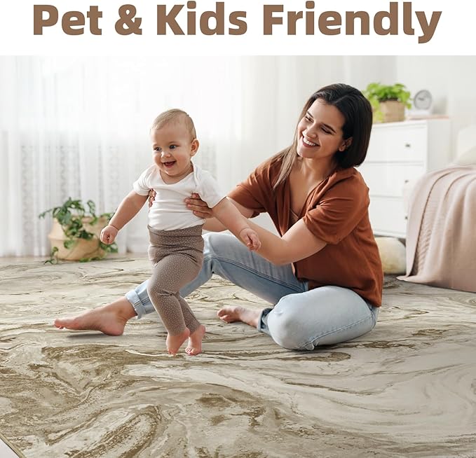 5x7 Area Rugs for Living Room, Modern Abstract Rug for Bedroom, Contemporary Machine Washable Rug, Large Stain Resistant Carpet for Dining Room Playroom Home Office, Pet & Kids Friendly