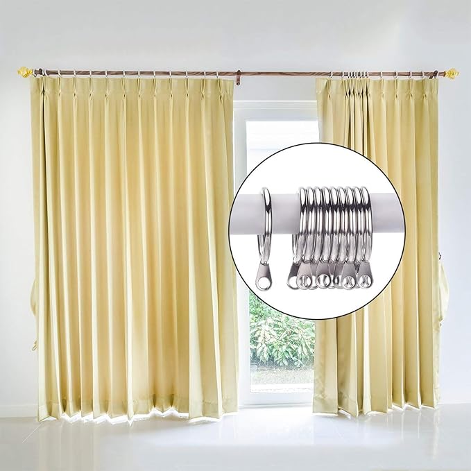 40 Pack Metal Drapery Curtain Rod Rings with Eyelets Internal Diameter 0.98in Fits up to 0.7in Rod Hanging Drape Sliding Eyelet Sliver Rings for Window Door Shower Bathroom