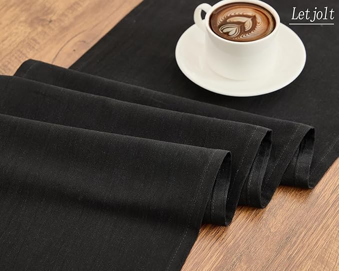Letjolt Black Table Runner 108 Inches Long Rustic Table Runner Cotton Runner Plain Table Decor